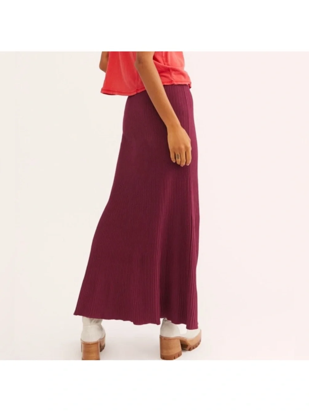 Free People Shine Bright Ribbed Maxi Skirt Size Small